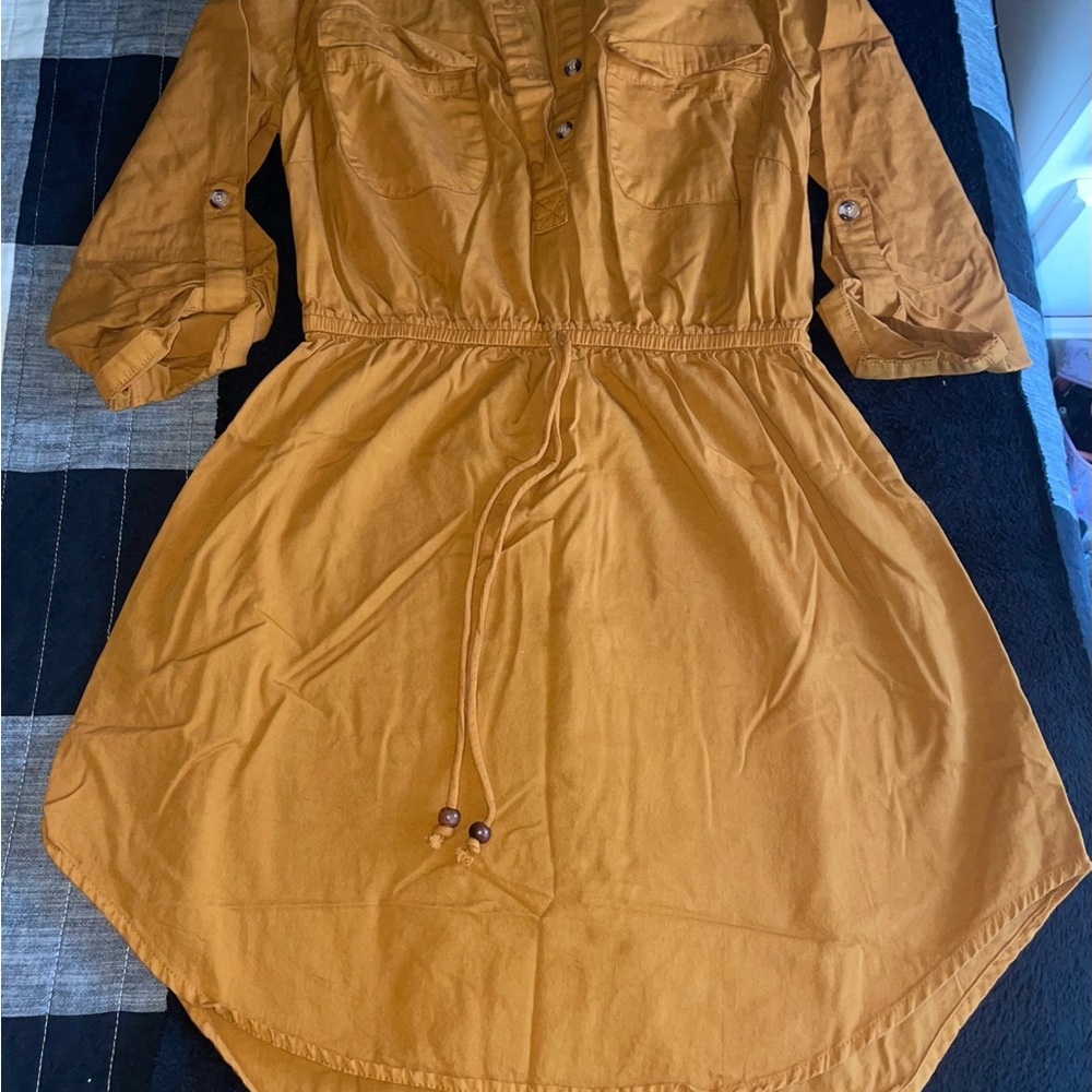 Mustard Yellow Button-Up Dress